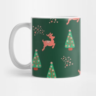 Pink and Green Reindeer Forest Mug